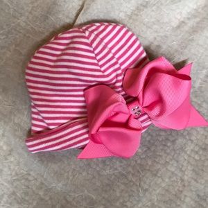 Newborn pink baby girl hat